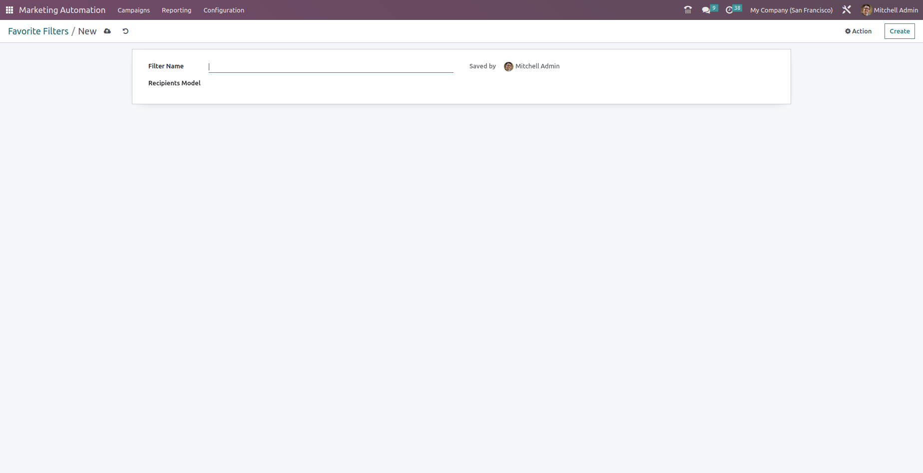 Save marketing filters section in odoo 16 - View 2