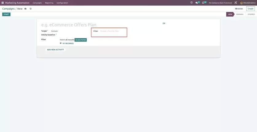 Save marketing filters section in odoo 16 - View 1