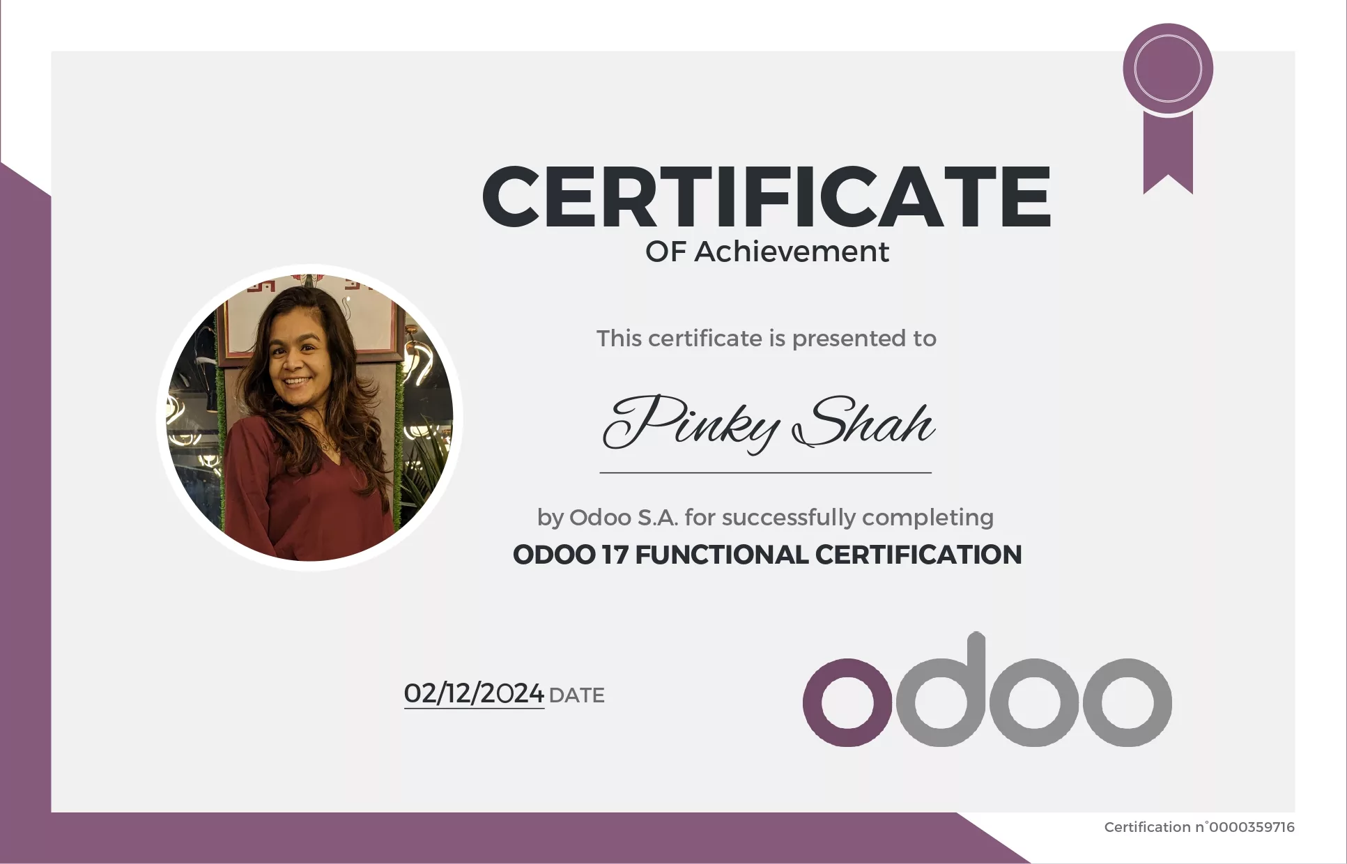 odoo Certification - Pinky Shah