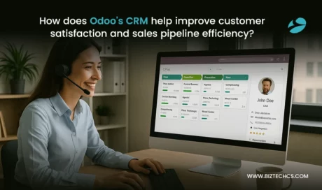 How does Odoo’s CRM help improve customer satisfaction and sales pipeline efficiency?